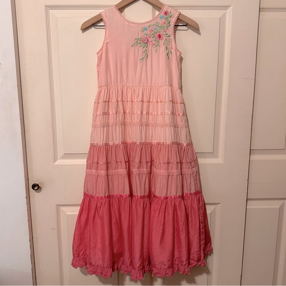 Monsoon | Dress |  Embroidered Flouncy Dress in Pink - Picture 1 of 10